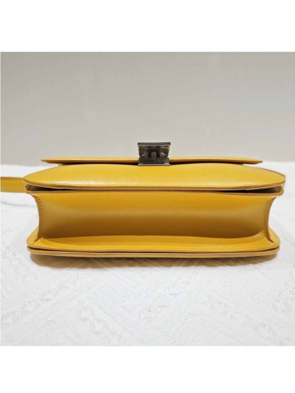 Celine Classic Box Style Leather Shoulder Bag Yellow Minimal Chic - Picture 7 of 14